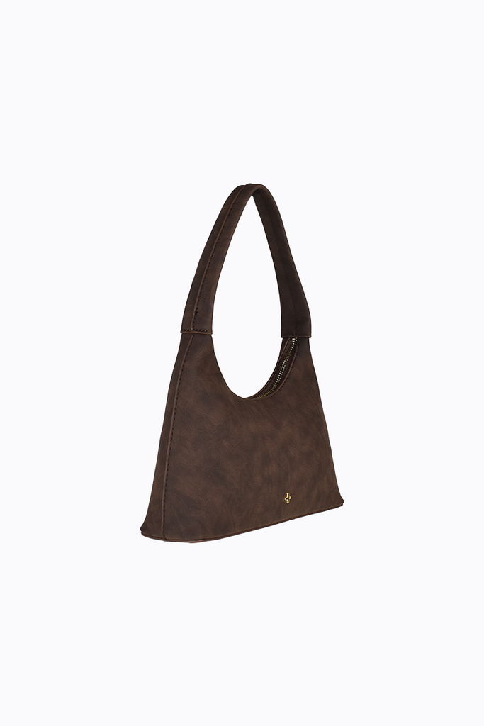 Jane Shoulder Bag Chocolate Faux Suede